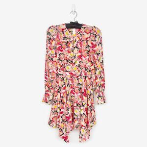 Stella McCartney Felicity Mini Dress Size 0 Pink Floral Watercolor Silk Romantic